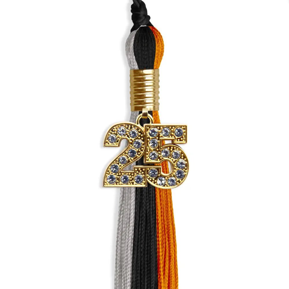 Black/Orange/Grey Graduation Tassel with Gold Bling Charm - Endea Graduation