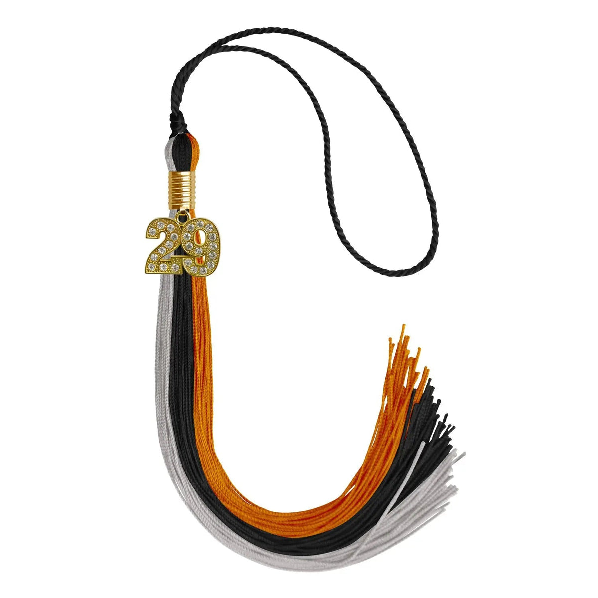 Black/Orange/Grey Graduation Tassel with Gold Bling Charm - Endea Graduation