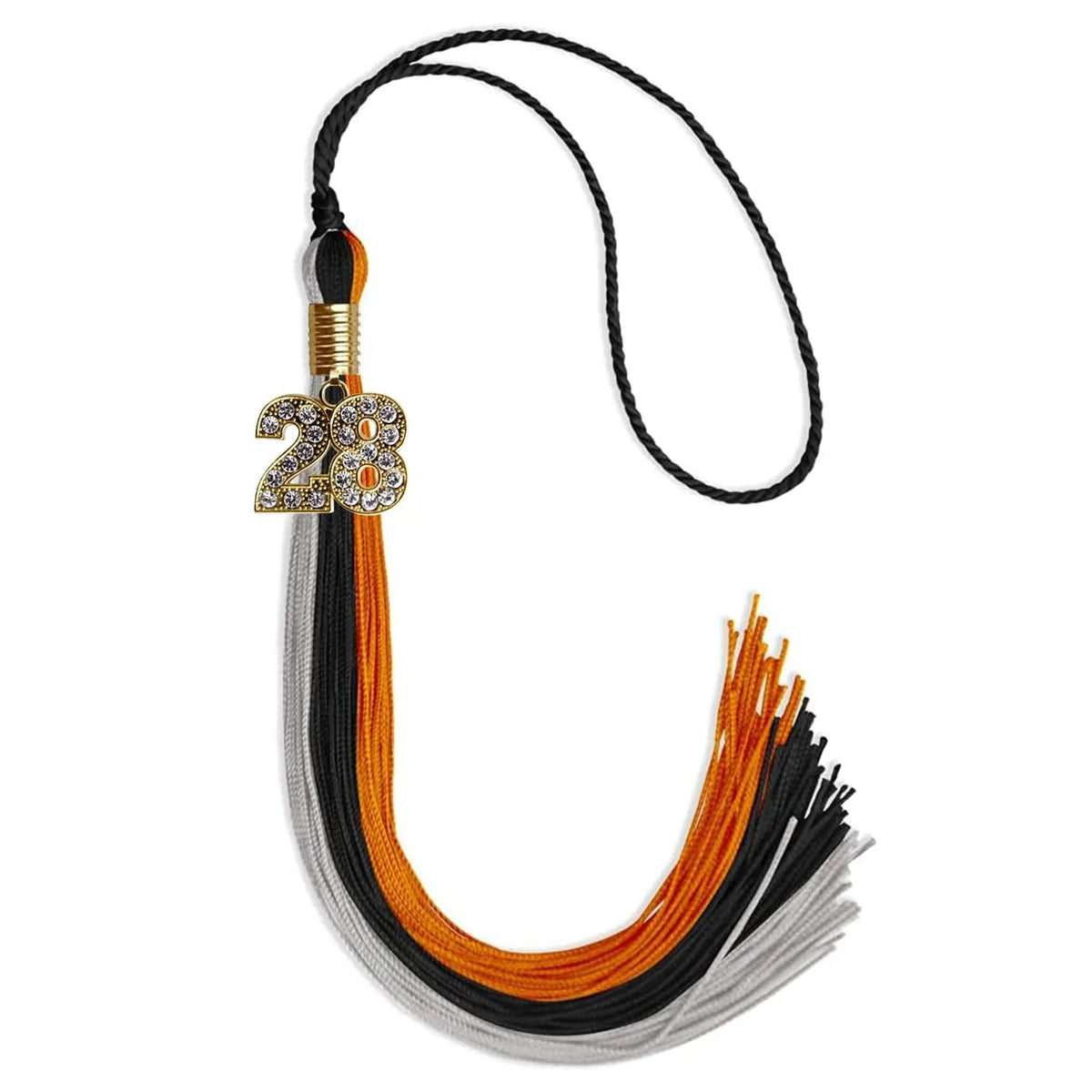 Black/Orange/Grey Graduation Tassel with Gold Bling Charm - Endea Graduation