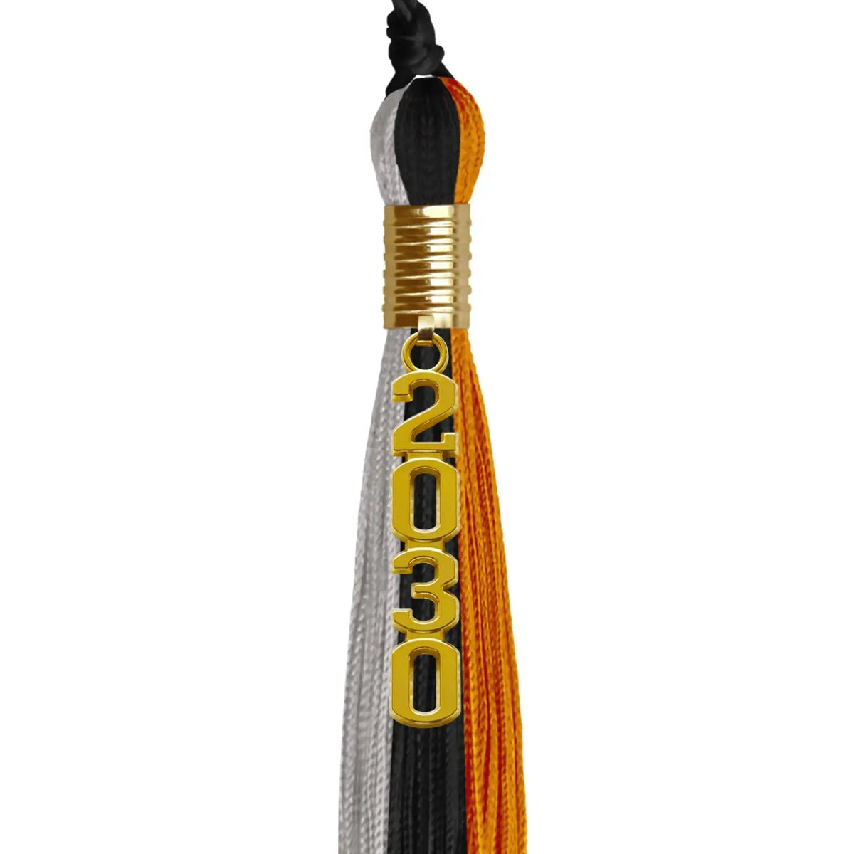 Black/Orange/Grey Graduation Tassel with Gold Stacked Date Drop - Endea Graduation