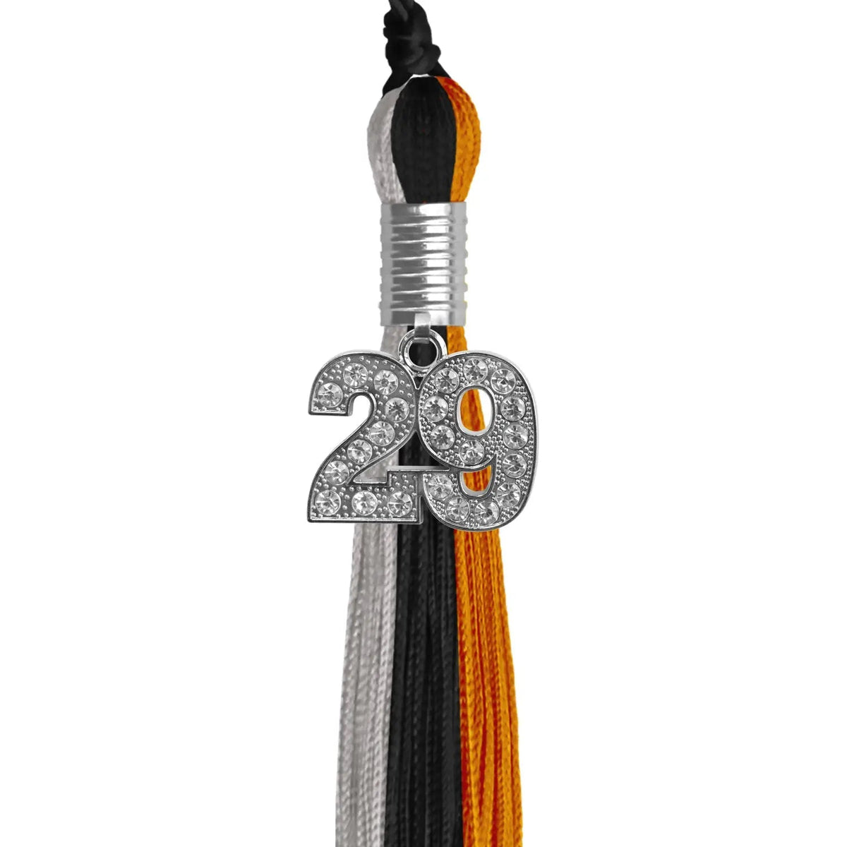 Black/Orange/Grey Graduation Tassel with Silver Bling Charm - Endea Graduation