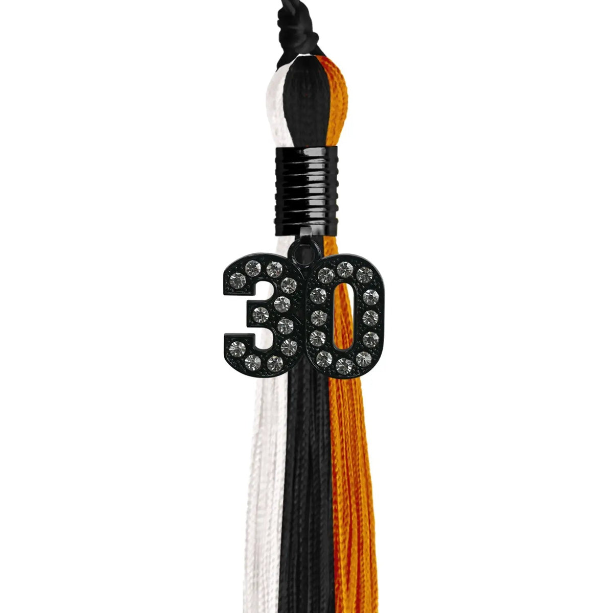 Black/Orange/White Graduation Tassel with Black Bling Charm - Endea Graduation