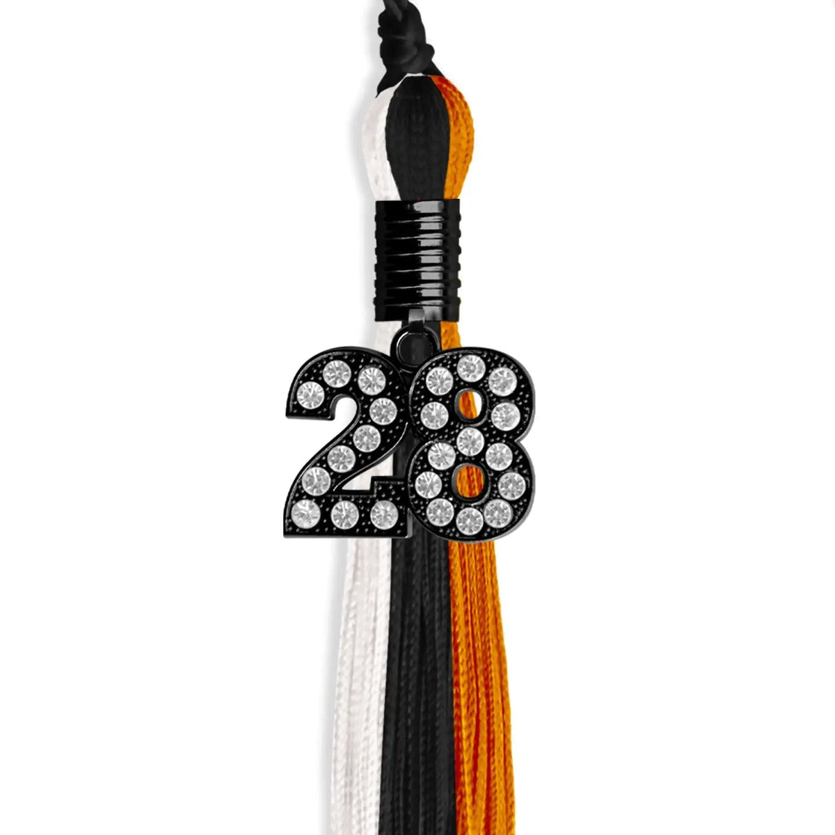 Black/Orange/White Graduation Tassel with Black Bling Charm - Endea Graduation