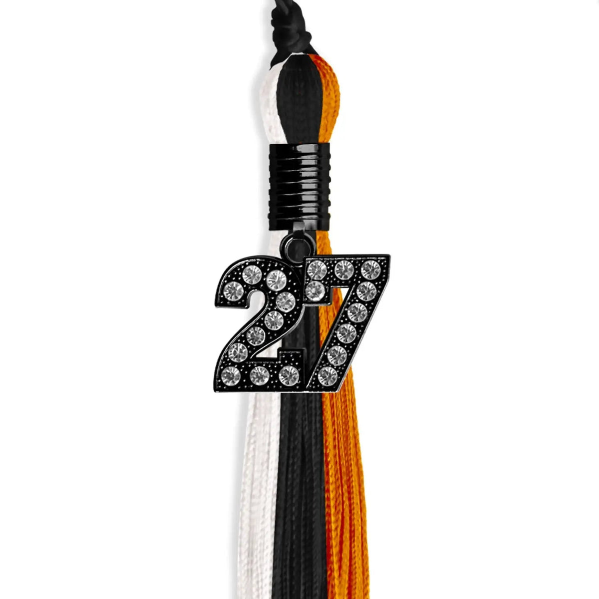 Black/Orange/White Graduation Tassel with Black Bling Charm - Endea Graduation