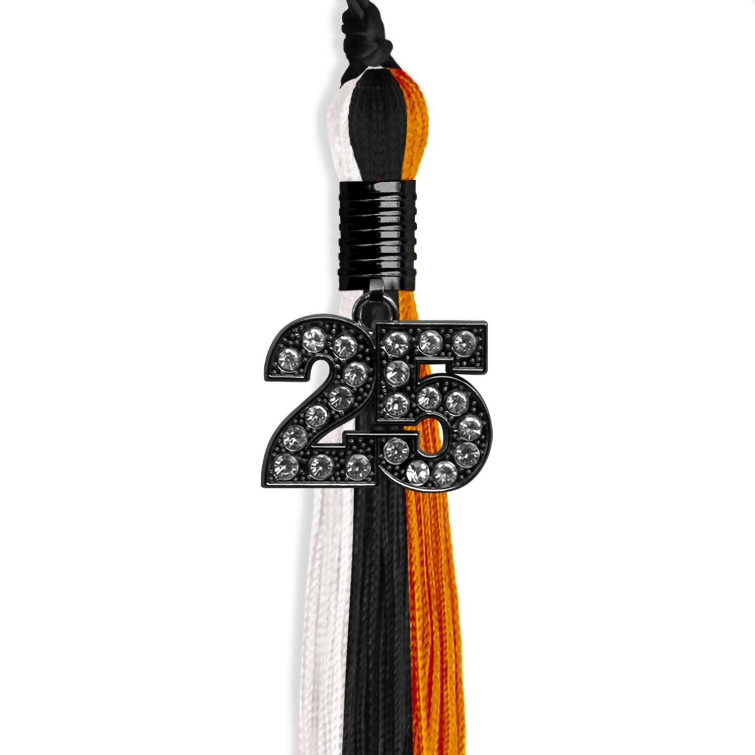 Black/Orange/White Graduation Tassel with Black Date Drop - Endea Graduation