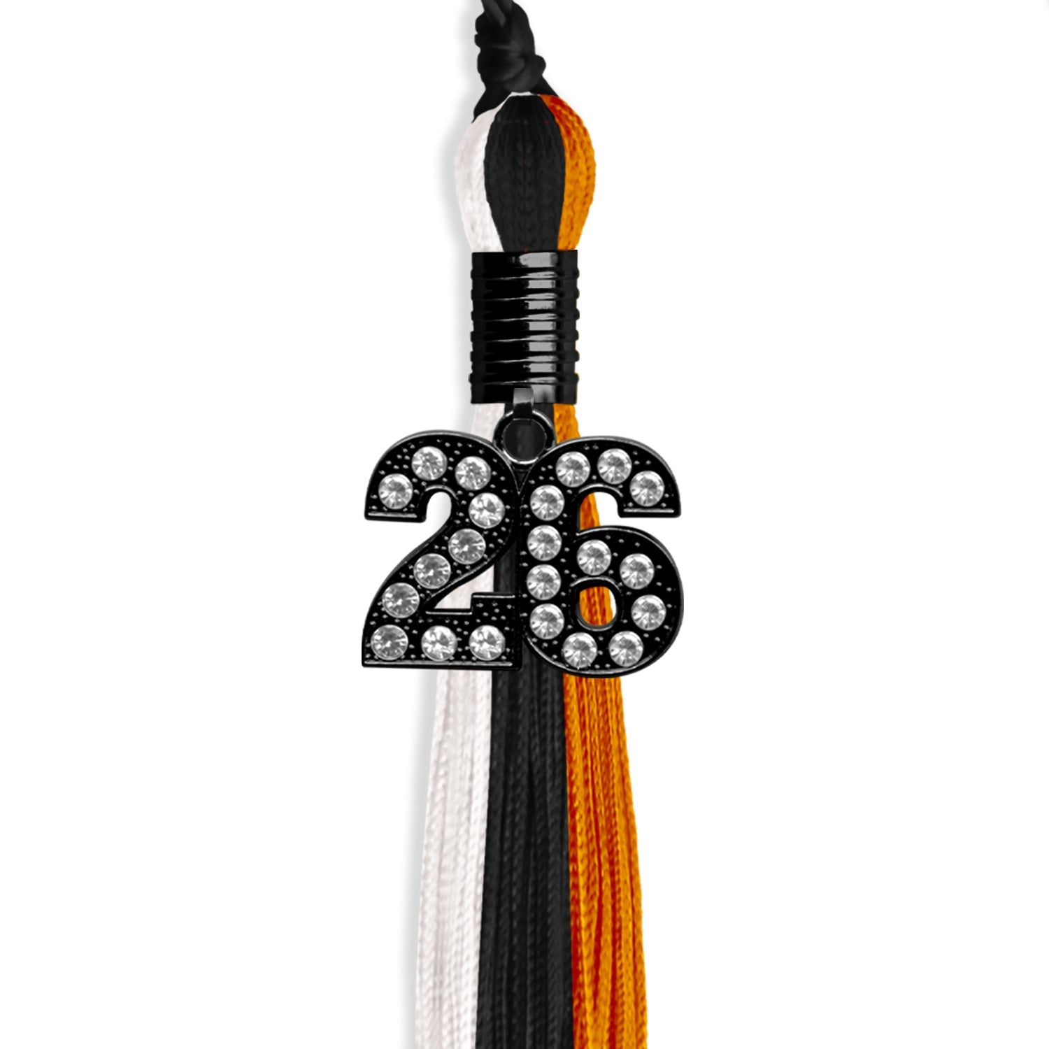 Black/Orange/White Graduation Tassel with Black Date Drop - Endea Graduation