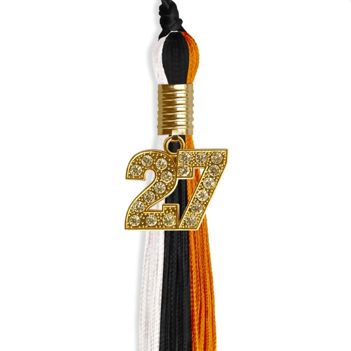 Black/Orange/White Graduation Tassel with Gold Bling Charm - Endea Graduation