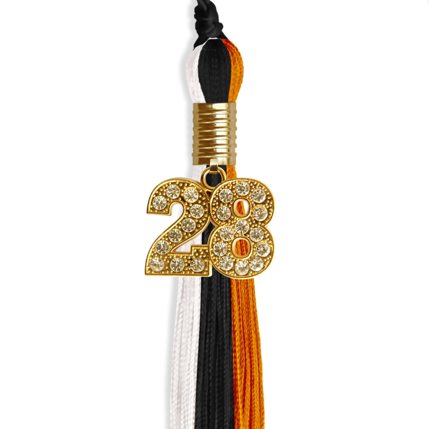 Black/Orange/White Graduation Tassel with Gold Date Drop - Endea Graduation