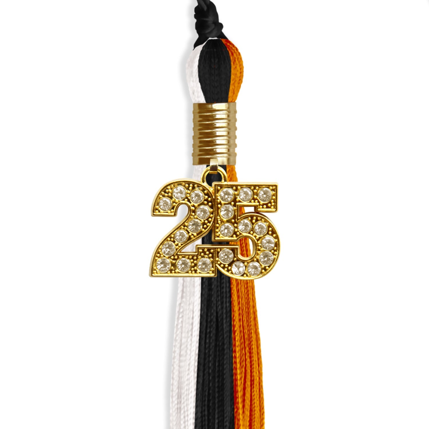 Black/Orange/White Graduation Tassel with Gold Date Drop - Endea Graduation