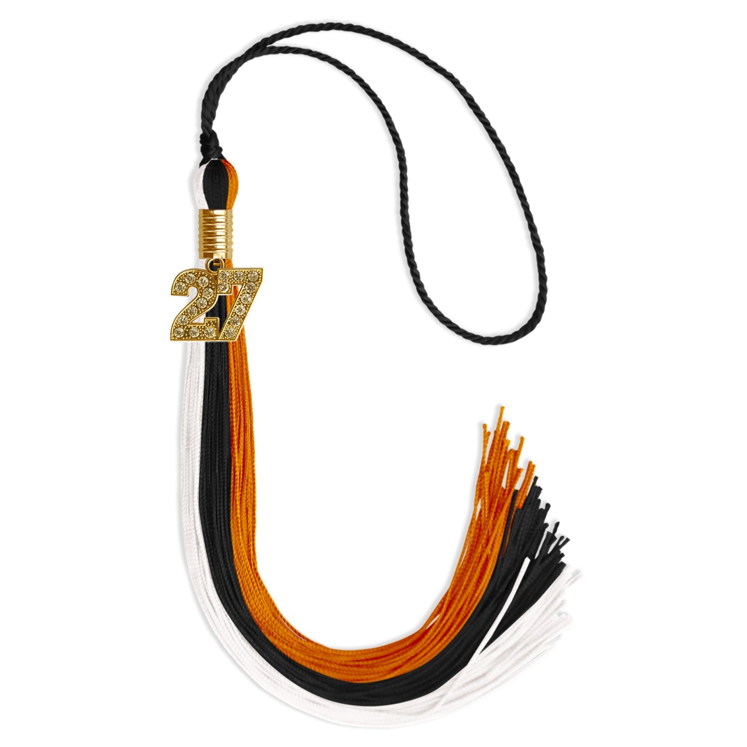 Black/Orange/White Graduation Tassel with Gold Date Drop - Endea Graduation