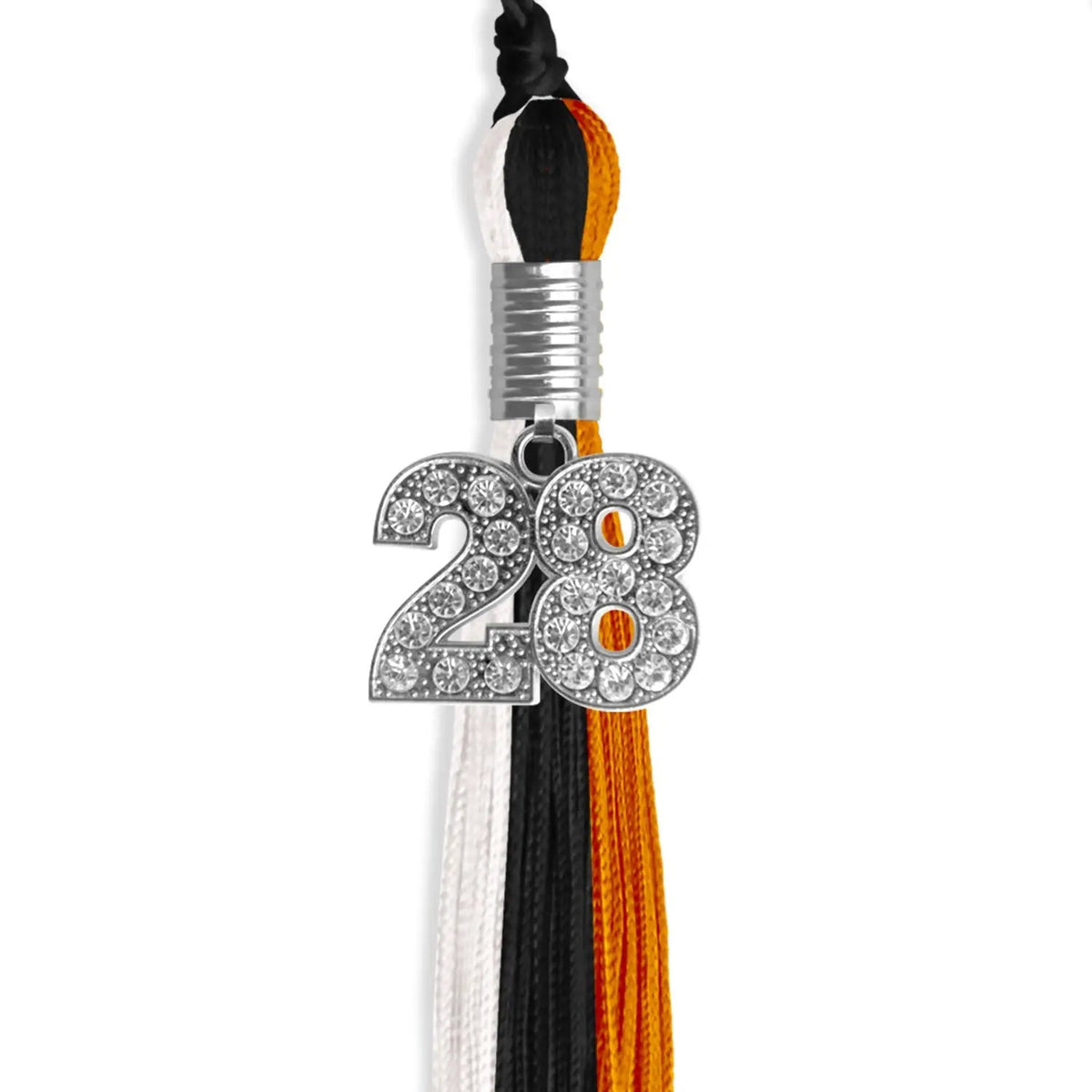 Black/Orange/White Graduation Tassel with Silver Bling Charm - Endea Graduation