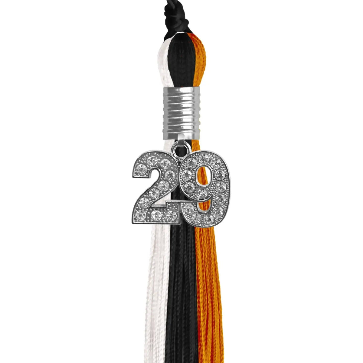 Black/Orange/White Graduation Tassel with Silver Bling Charm - Endea Graduation
