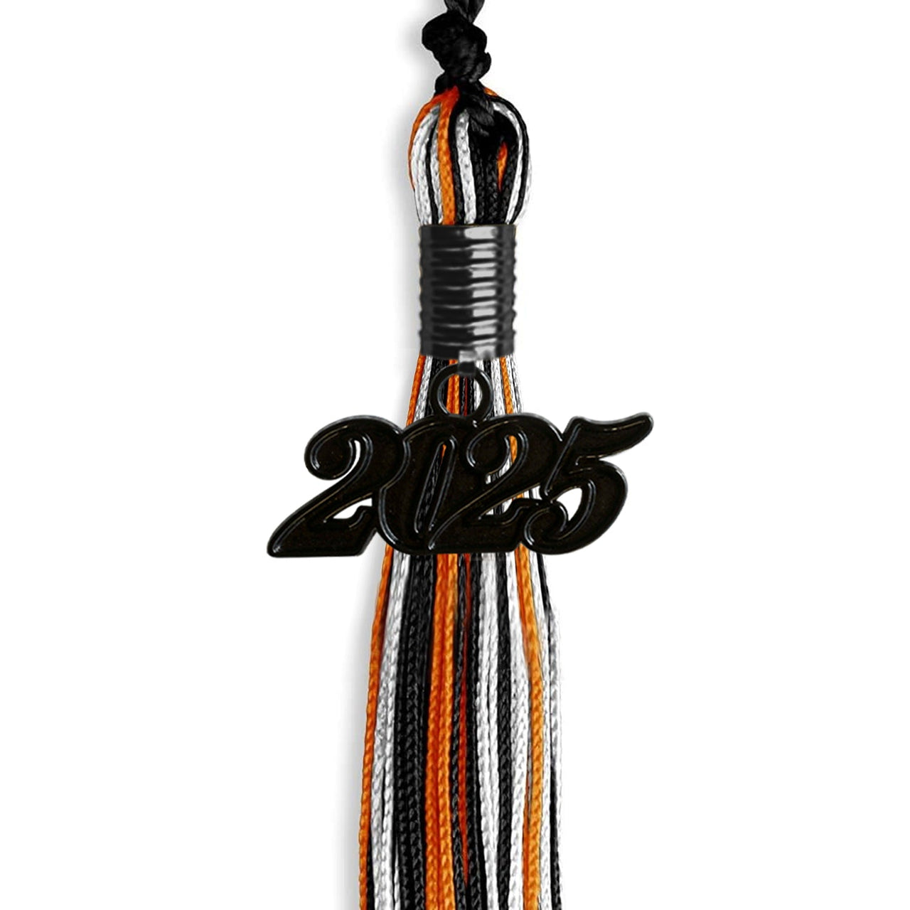 Black/Orange/White Mixed Color Graduation Tassel with Black Date Drop - Endea Graduation