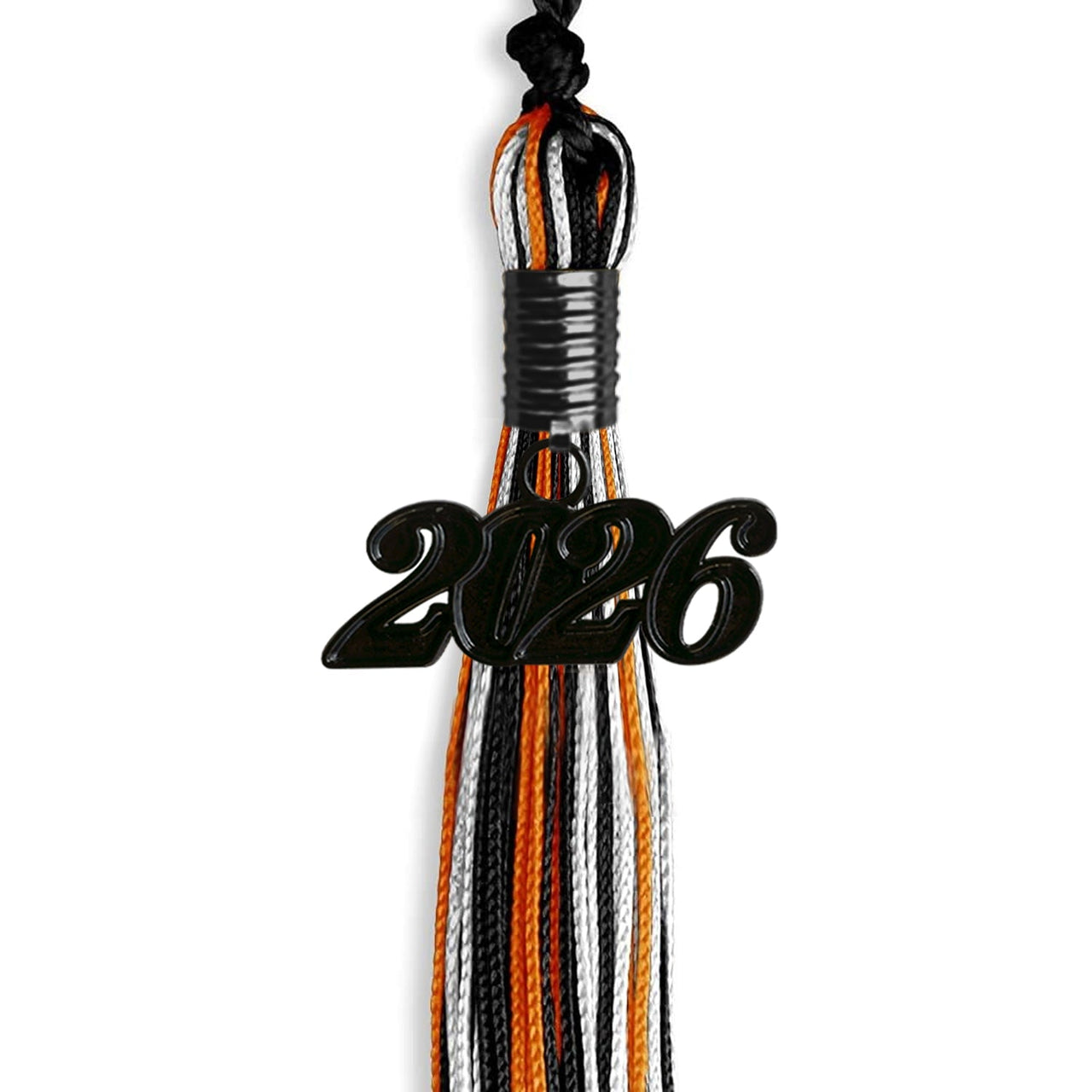 Black/Orange/White Mixed Color Graduation Tassel with Black Date Drop - Endea Graduation