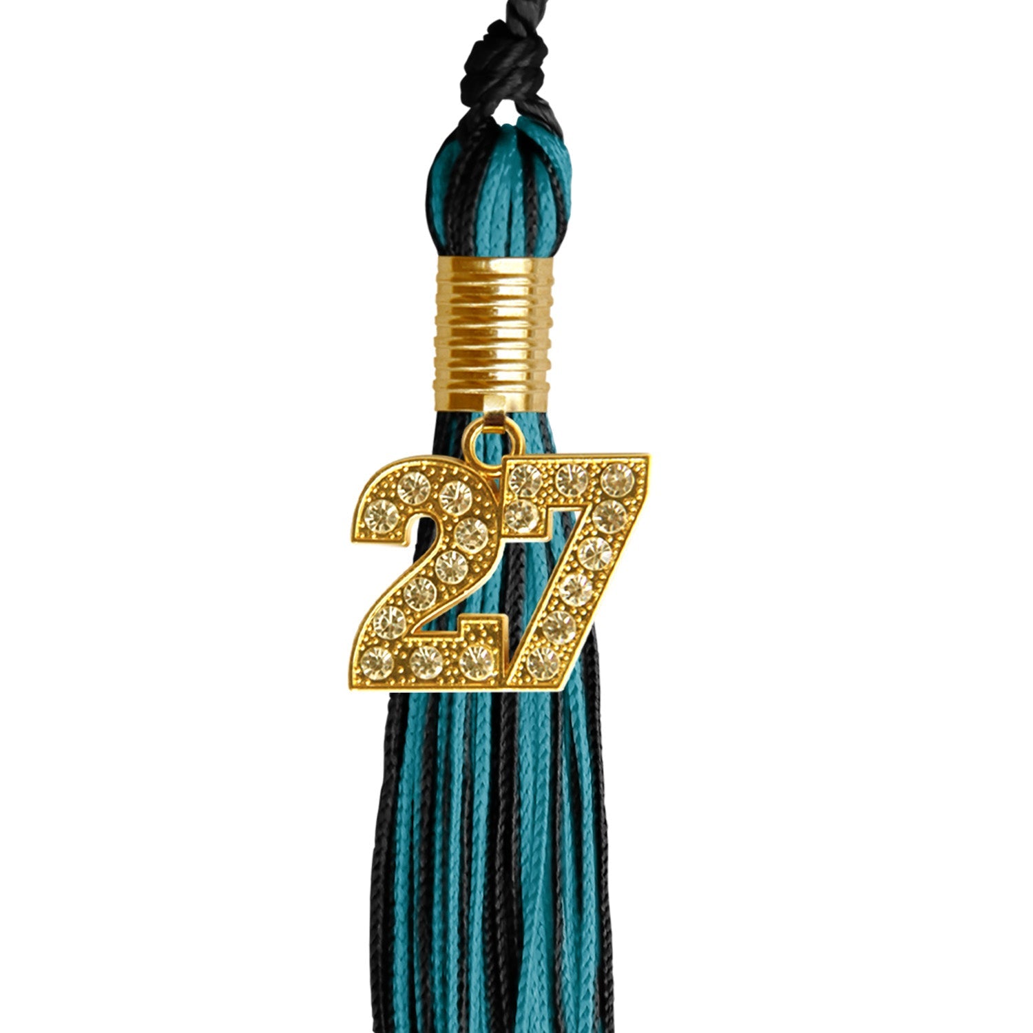 Black/Peacock Green Mixed Color Graduation Tassel with Gold Date Drop - Endea Graduation