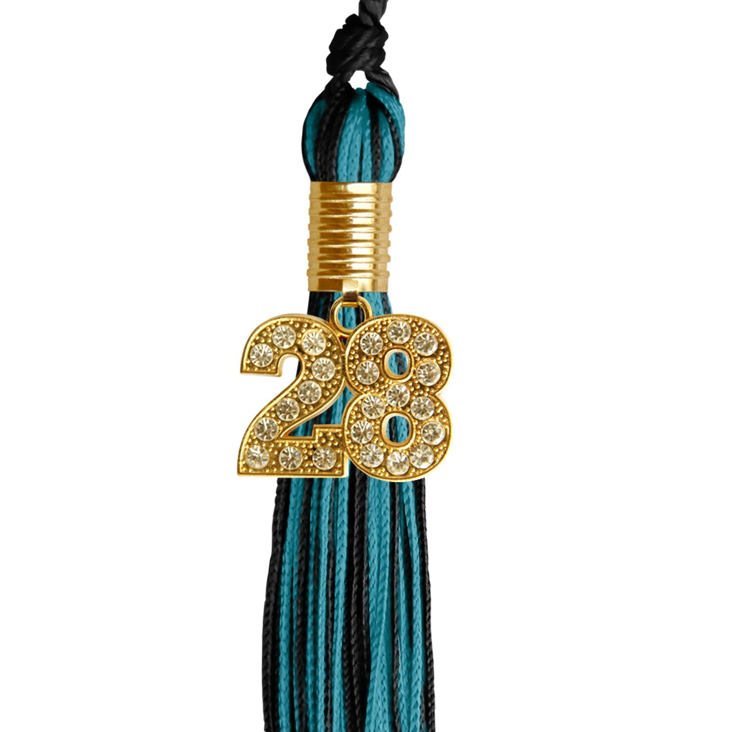 Black/Peacock Green Mixed Color Graduation Tassel with Gold Date Drop - Endea Graduation