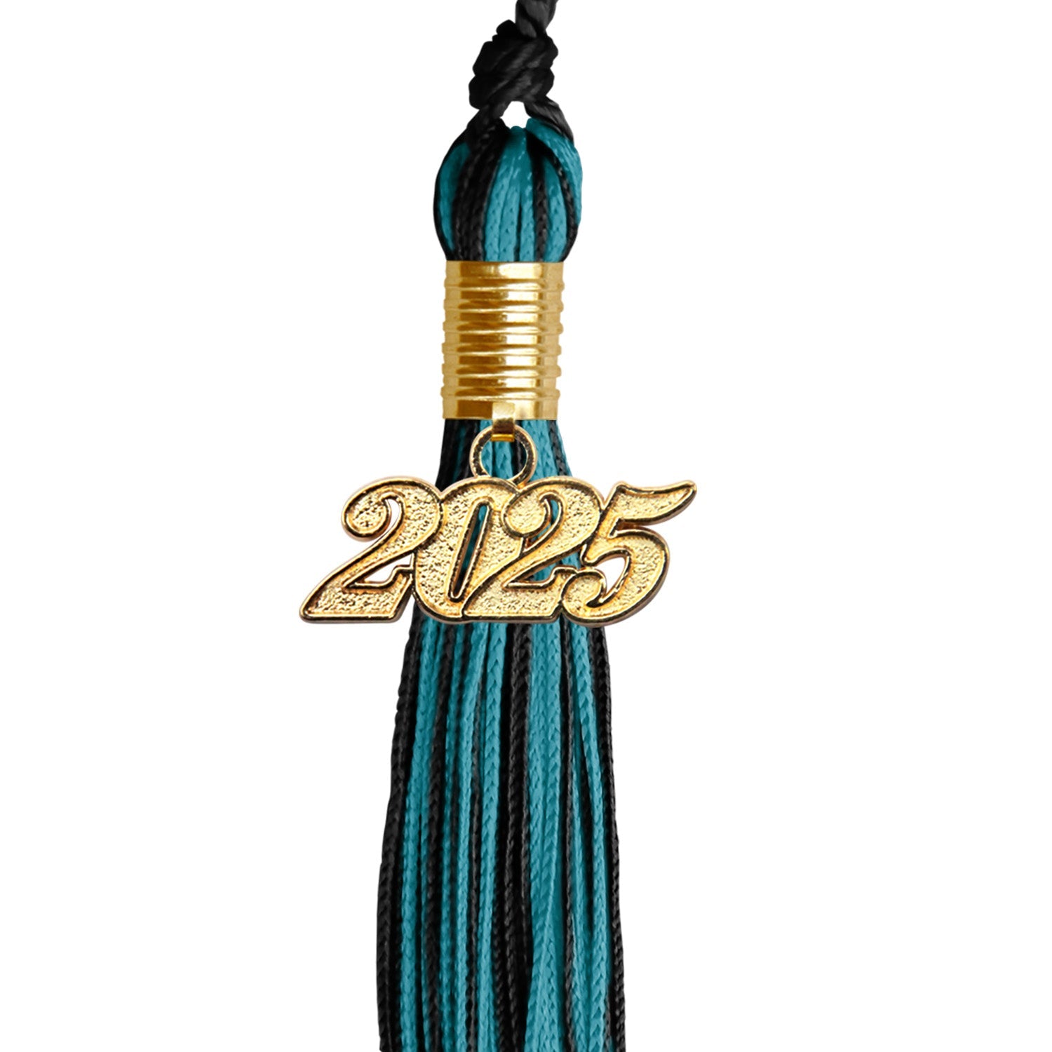 Black/Peacock Green Mixed Color Graduation Tassel with Gold Date Drop - Endea Graduation
