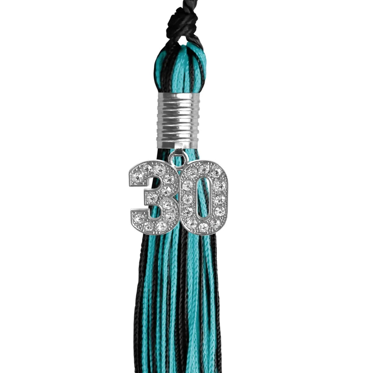 Black/Peacock Mixed Color Graduation Tassel with Silver Bling Charm - Endea Graduation