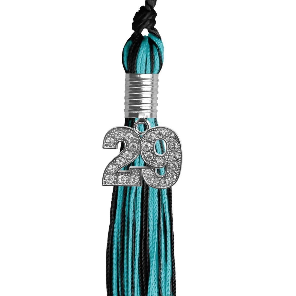 Black/Peacock Mixed Color Graduation Tassel with Silver Bling Charm - Endea Graduation