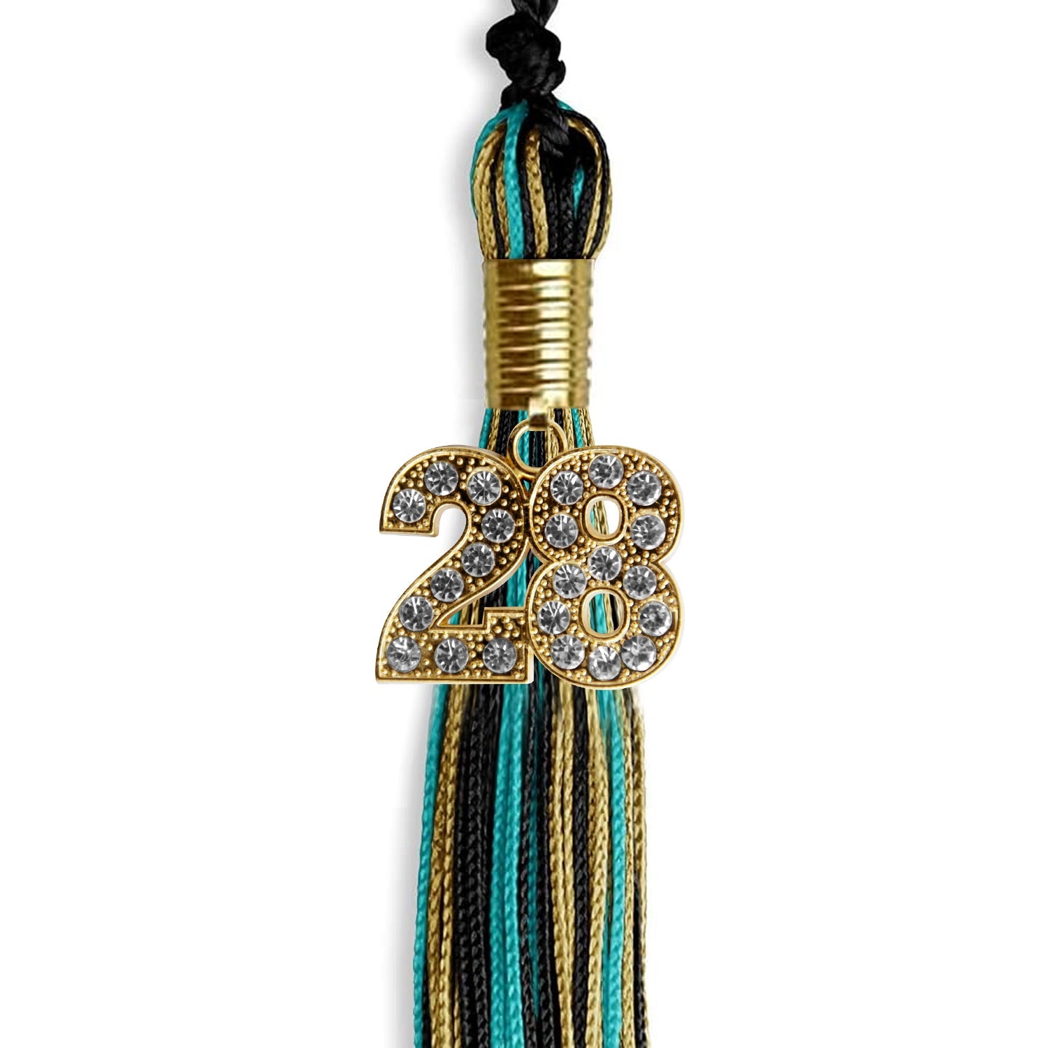 Black/Peacock/Antique Gold Mixed Color Graduation Tassel with Gold Date Drop - Endea Graduation