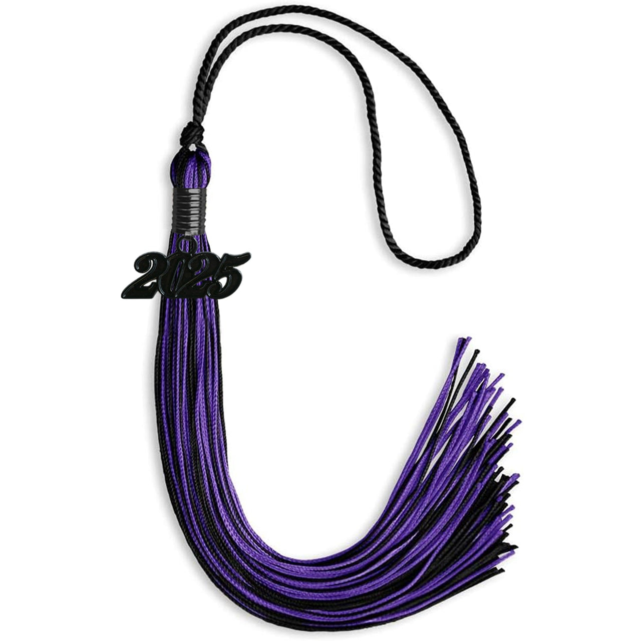 Black/Purple Mixed Color Graduation Tassel with Black Date Drop - Endea Graduation