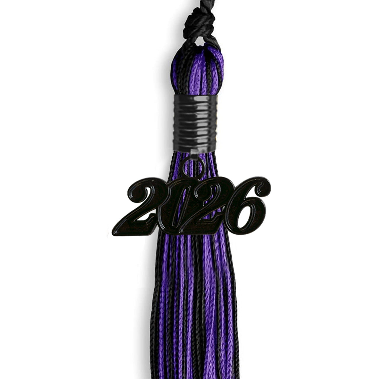 Black/Purple Mixed Color Graduation Tassel with Black Date Drop - Endea Graduation