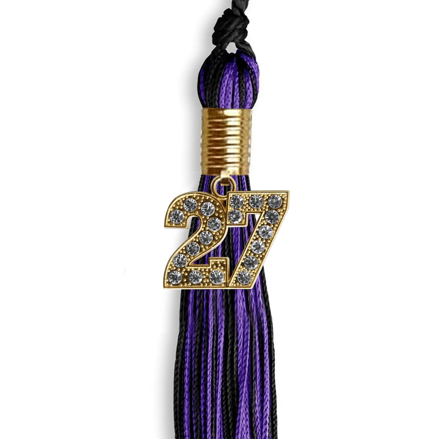 Black/Purple Mixed Color Graduation Tassel with Gold Date Drop - Endea Graduation