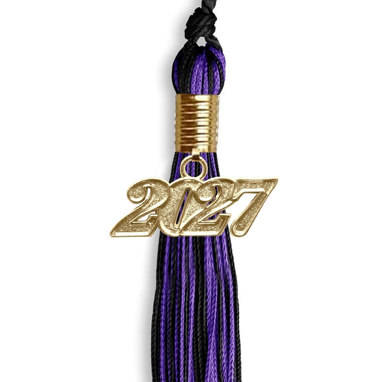 Black/Purple Mixed Color Graduation Tassel with Gold Date Drop - Endea Graduation