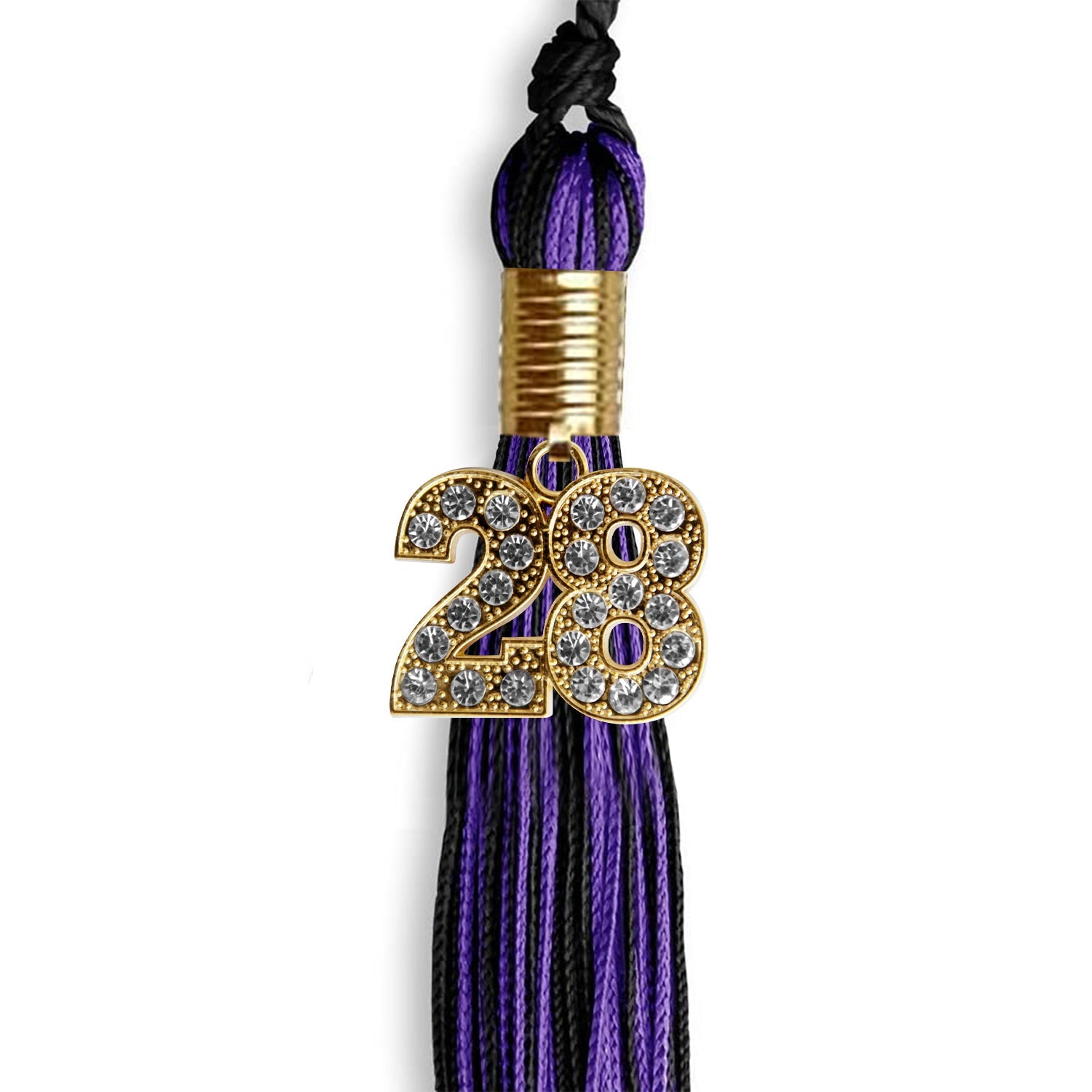 Black/Purple Mixed Color Graduation Tassel with Gold Date Drop - Endea Graduation