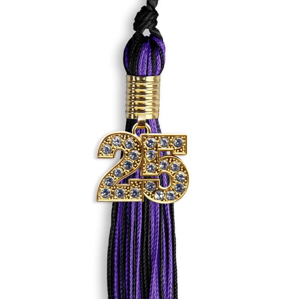 Black/Purple Mixed Color Graduation Tassel with Gold Date Drop - Endea Graduation