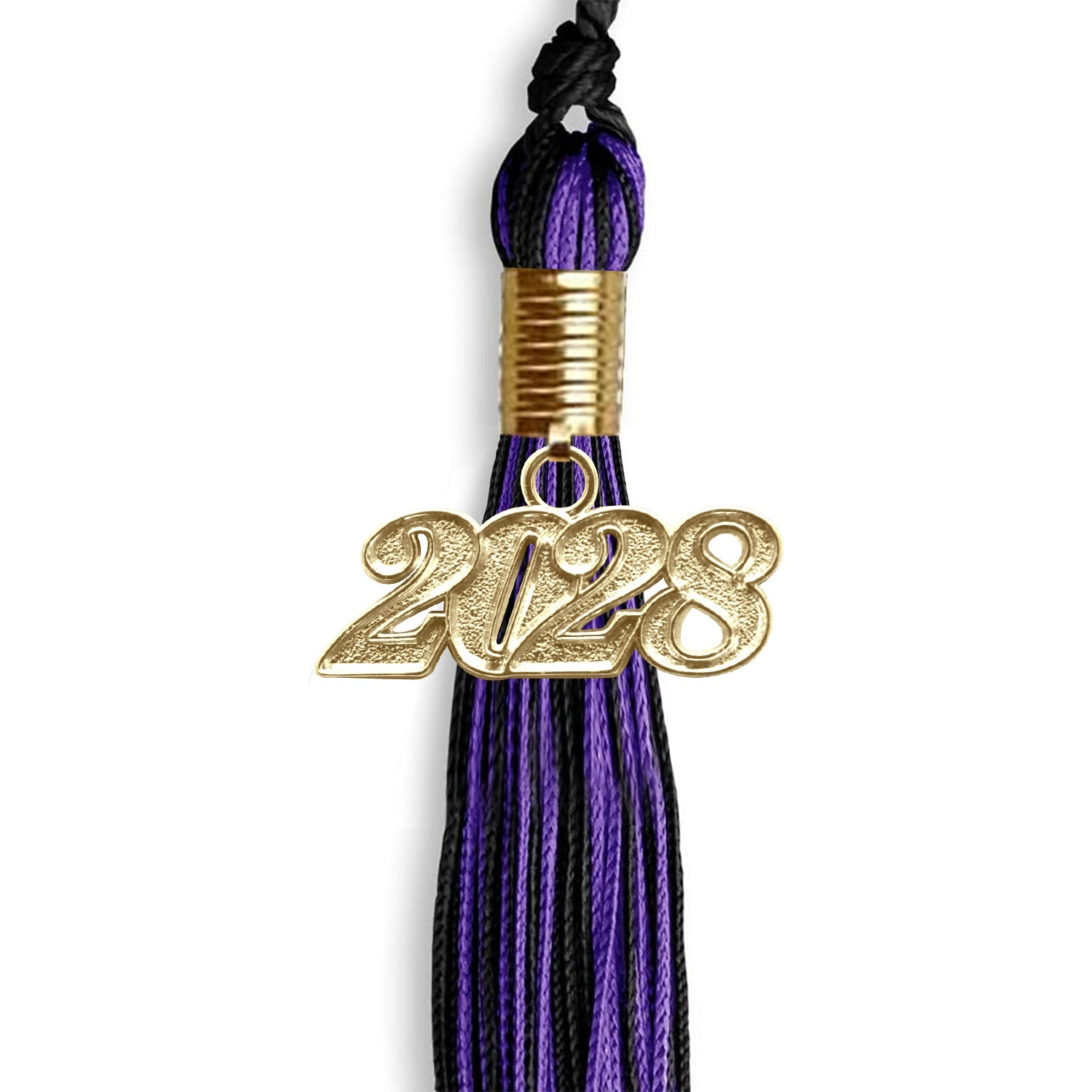 Black/Purple Mixed Color Graduation Tassel with Gold Date Drop - Endea Graduation