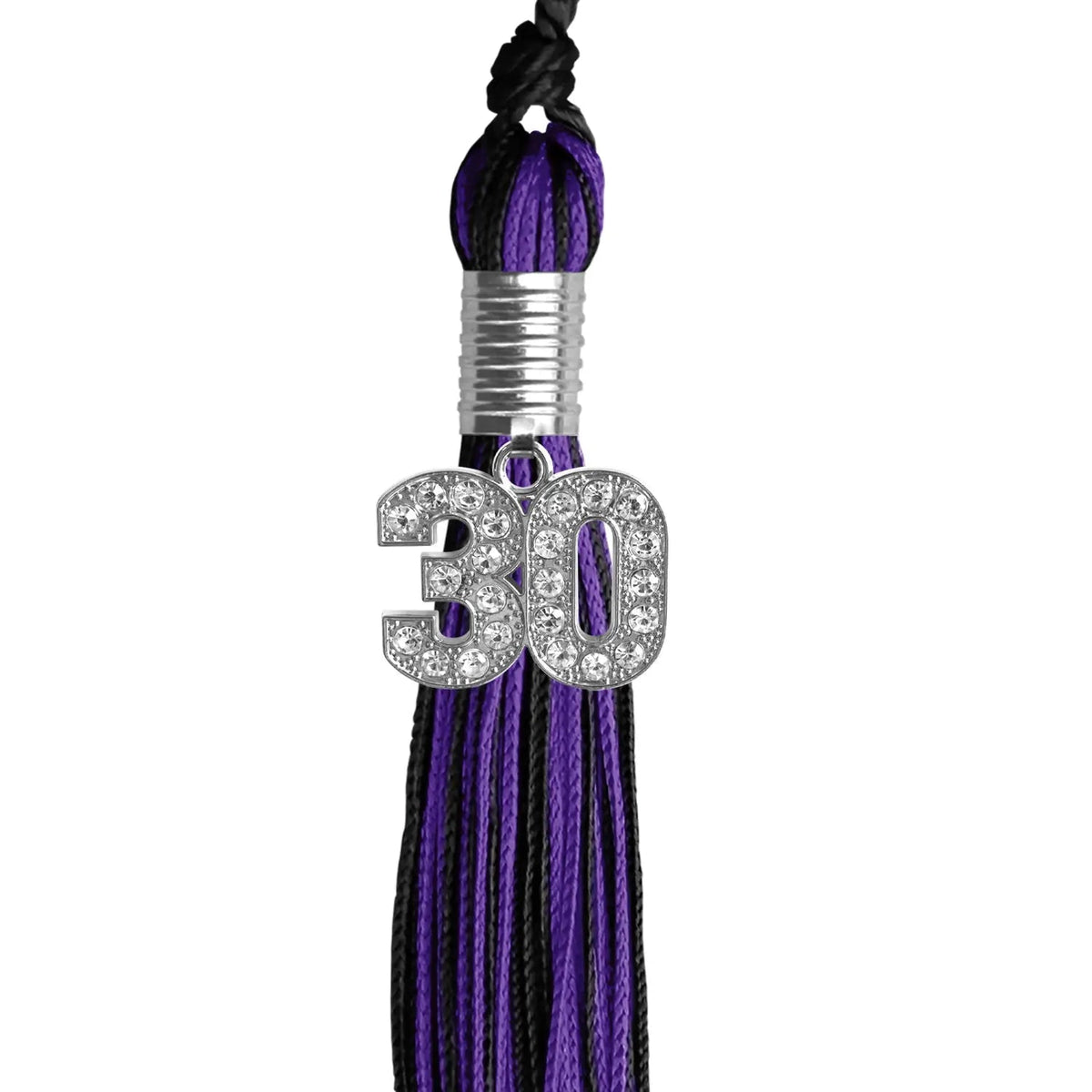 Black/Purple Mixed Color Graduation Tassel with Silver Bling Charm - Endea Graduation