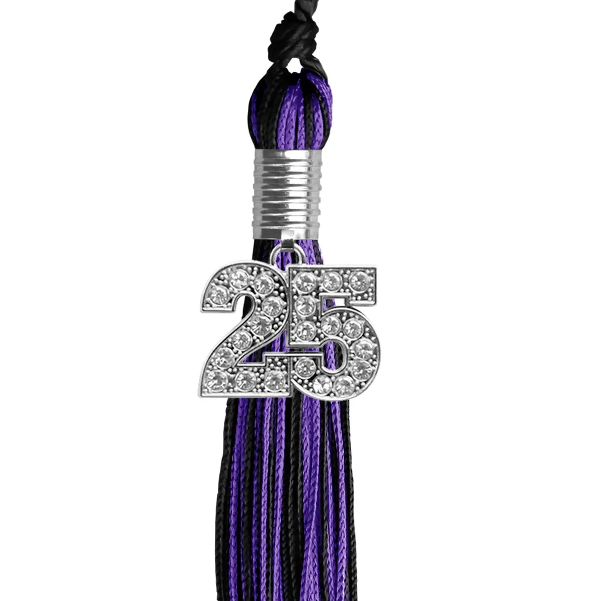 Black/Purple Mixed Color Graduation Tassel with Silver Bling Charm - Endea Graduation