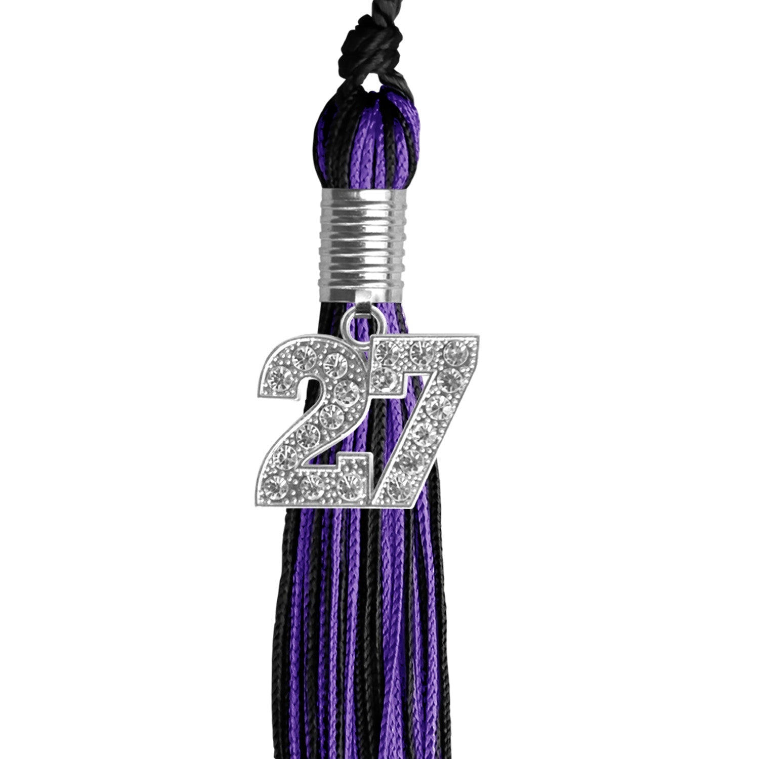 Black/Purple Mixed Color Graduation Tassel with Silver Date Drop - Endea Graduation