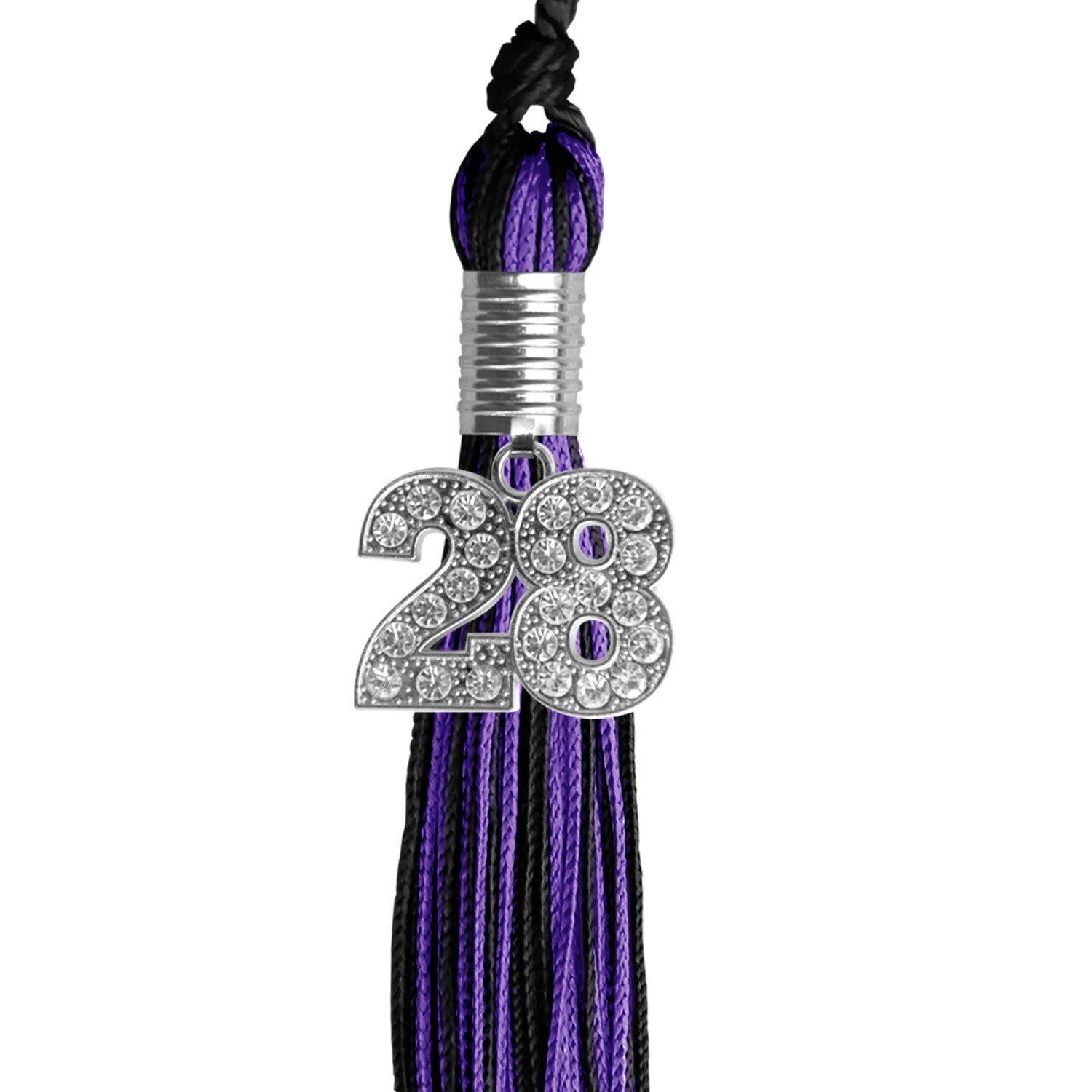 Black/Purple Mixed Color Graduation Tassel with Silver Date Drop - Endea Graduation