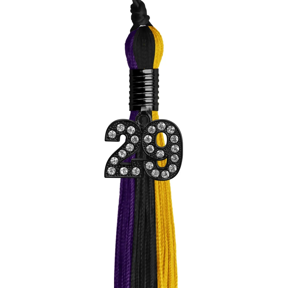 Black/Purple/Gold Graduation Tassel with Black Bling Charm - Endea Graduation