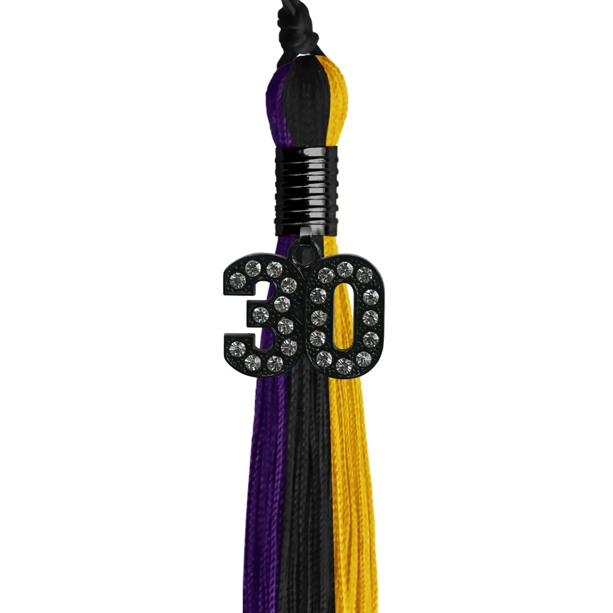 Black/Purple/Gold Graduation Tassel with Black Bling Charm - Endea Graduation