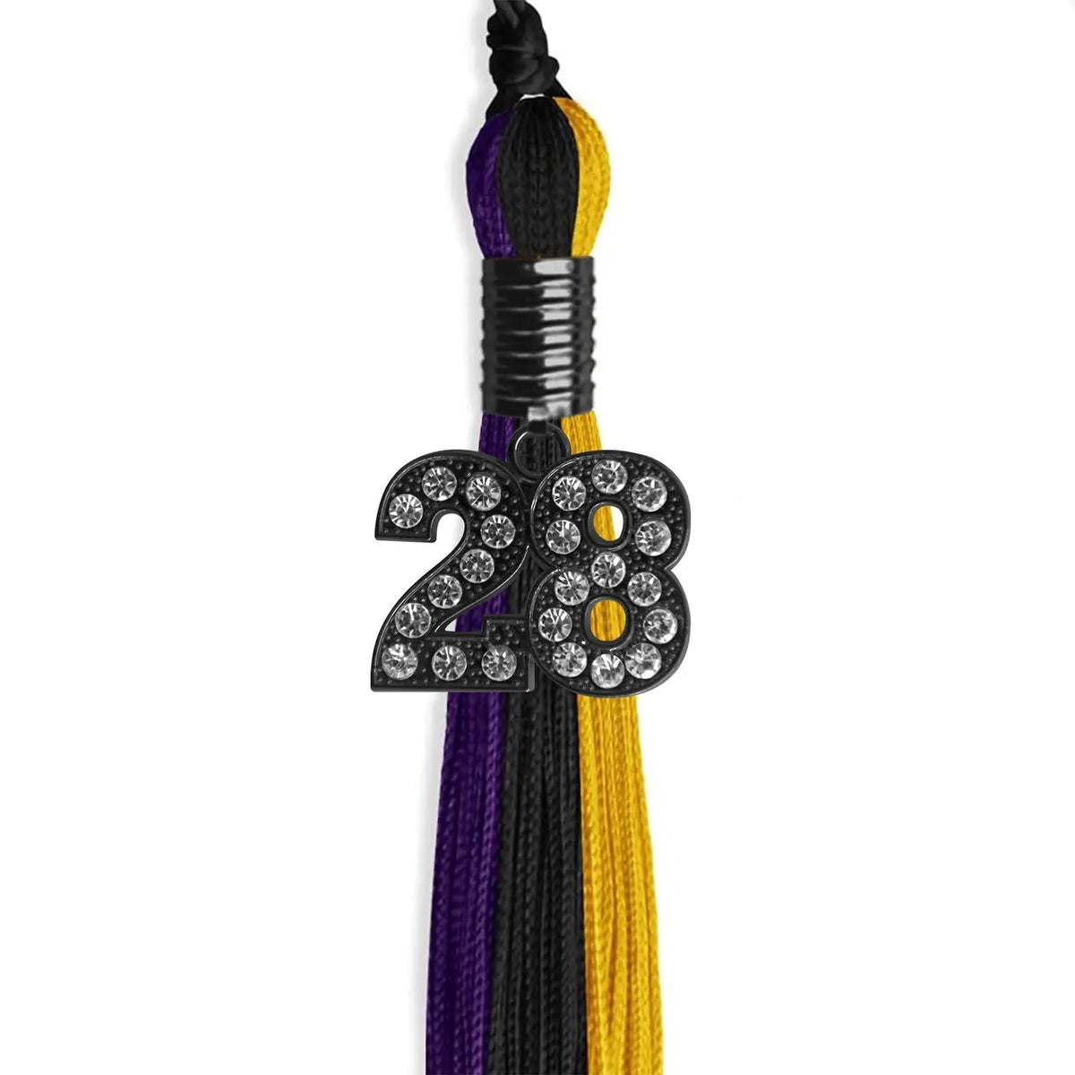 Black/Purple/Gold Graduation Tassel with Black Bling Charm - Endea Graduation