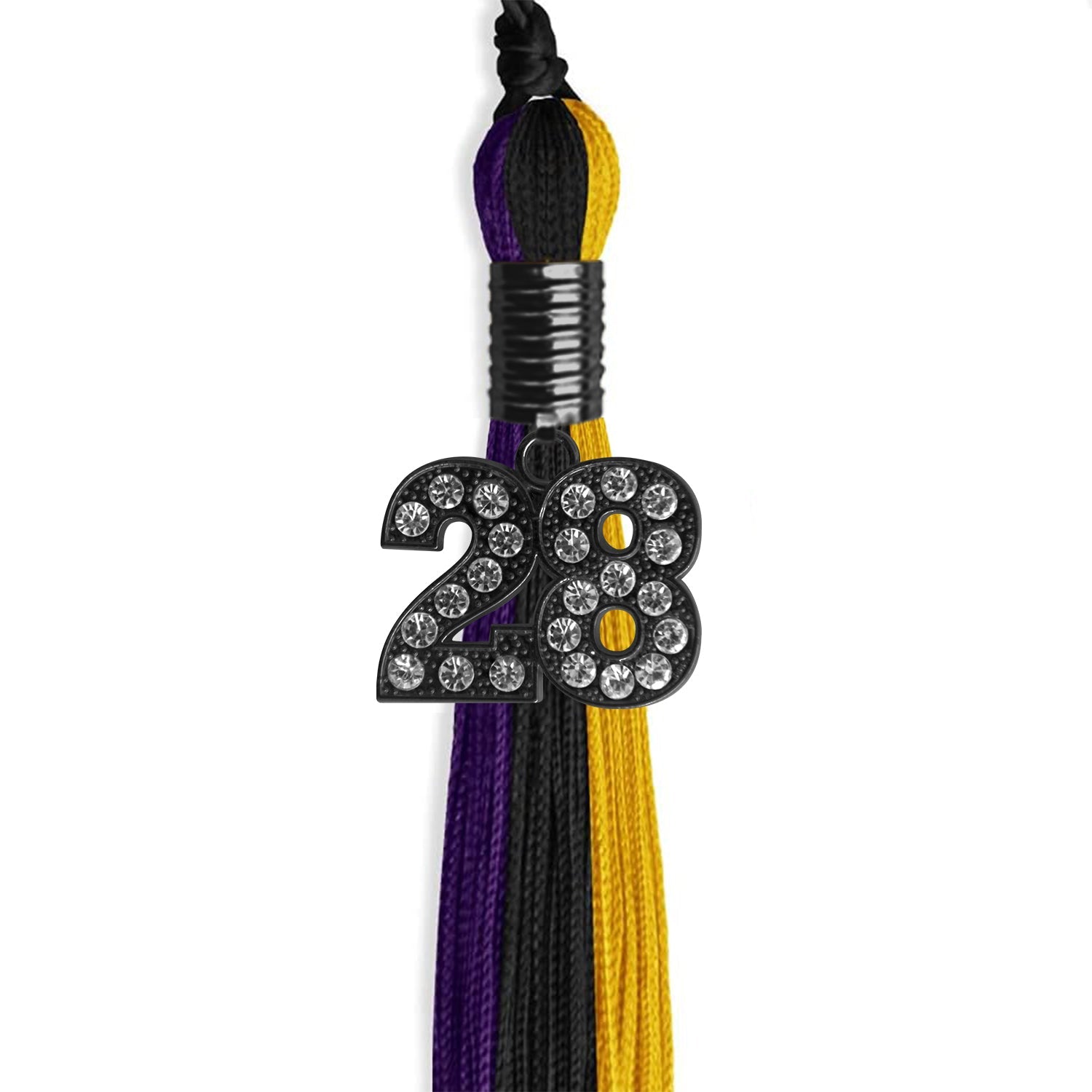 Black/Purple/Gold Graduation Tassel with Black Date Drop - Endea Graduation