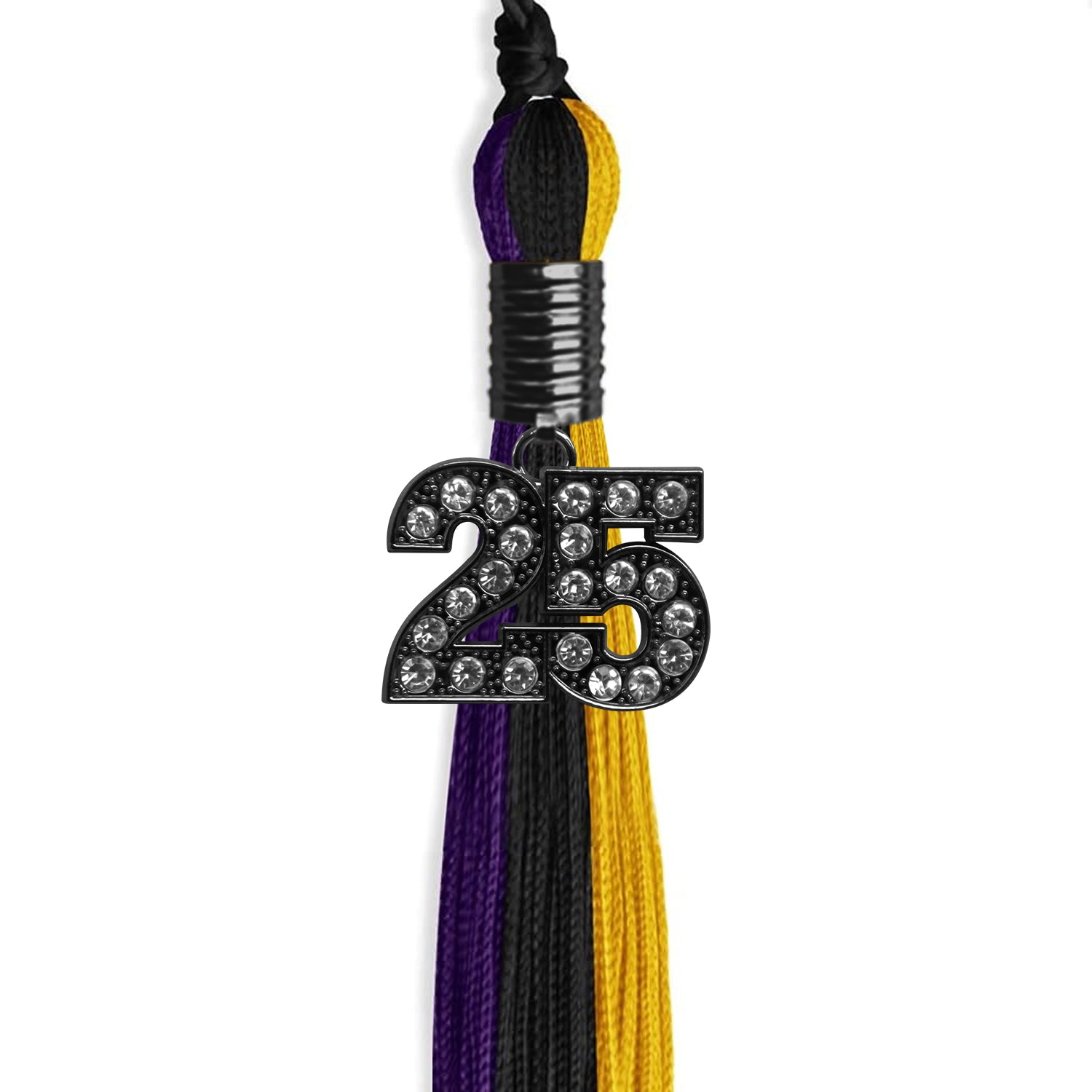 Black/Purple/Gold Graduation Tassel with Black Date Drop - Endea Graduation