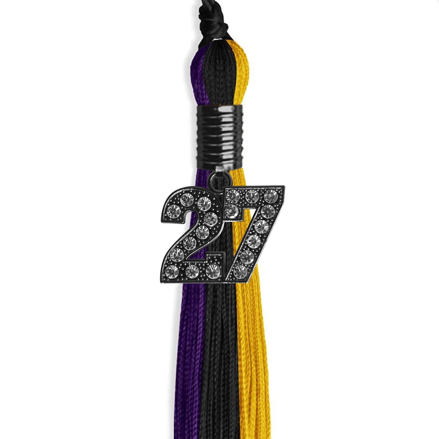 Black/Purple/Gold Graduation Tassel with Black Date Drop - Endea Graduation