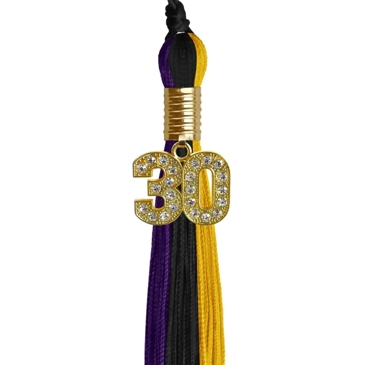 Black/Purple/Gold Graduation Tassel with Gold Bling Charm - Endea Graduation