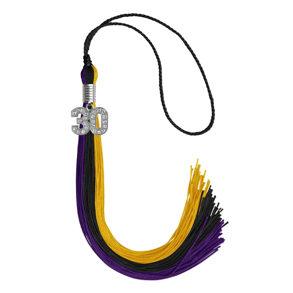 Black/Purple/Gold Graduation Tassel with Silver Bling Charm - Endea Graduation
