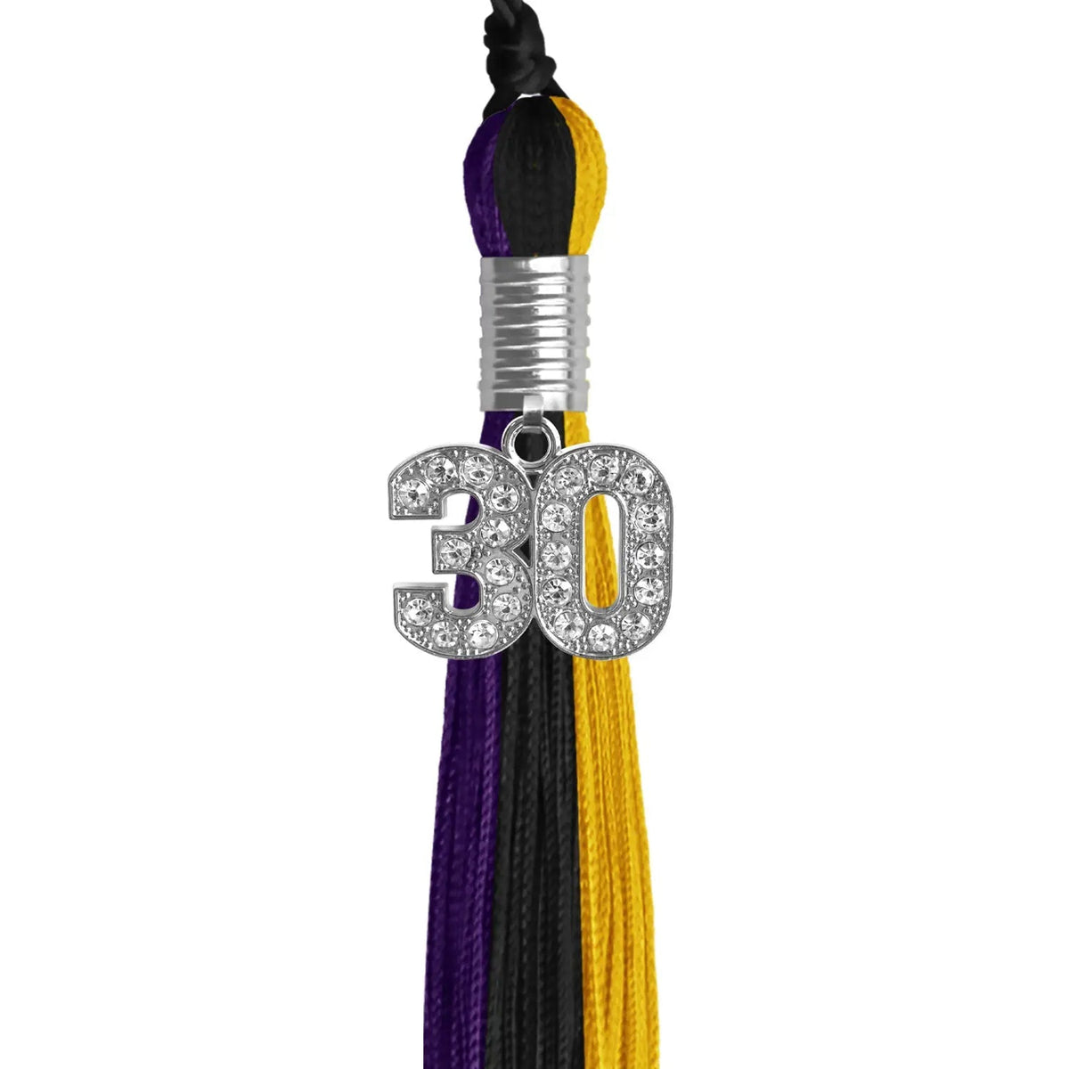 Black/Purple/Gold Graduation Tassel with Silver Bling Charm - Endea Graduation