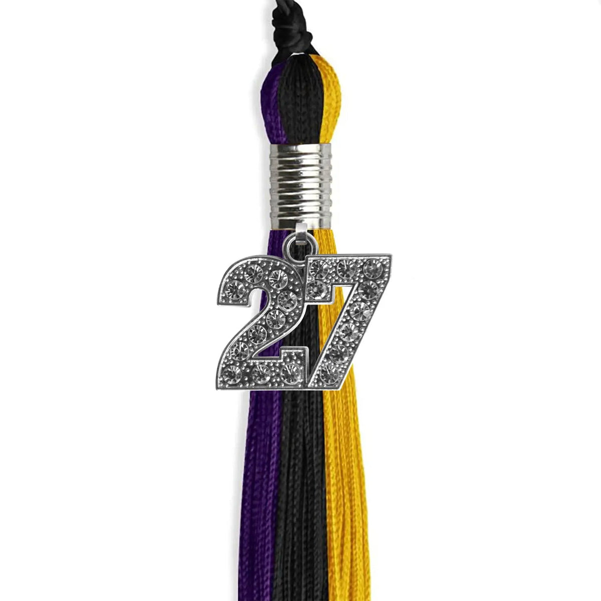Black/Purple/Gold Graduation Tassel with Silver Bling Charm - Endea Graduation