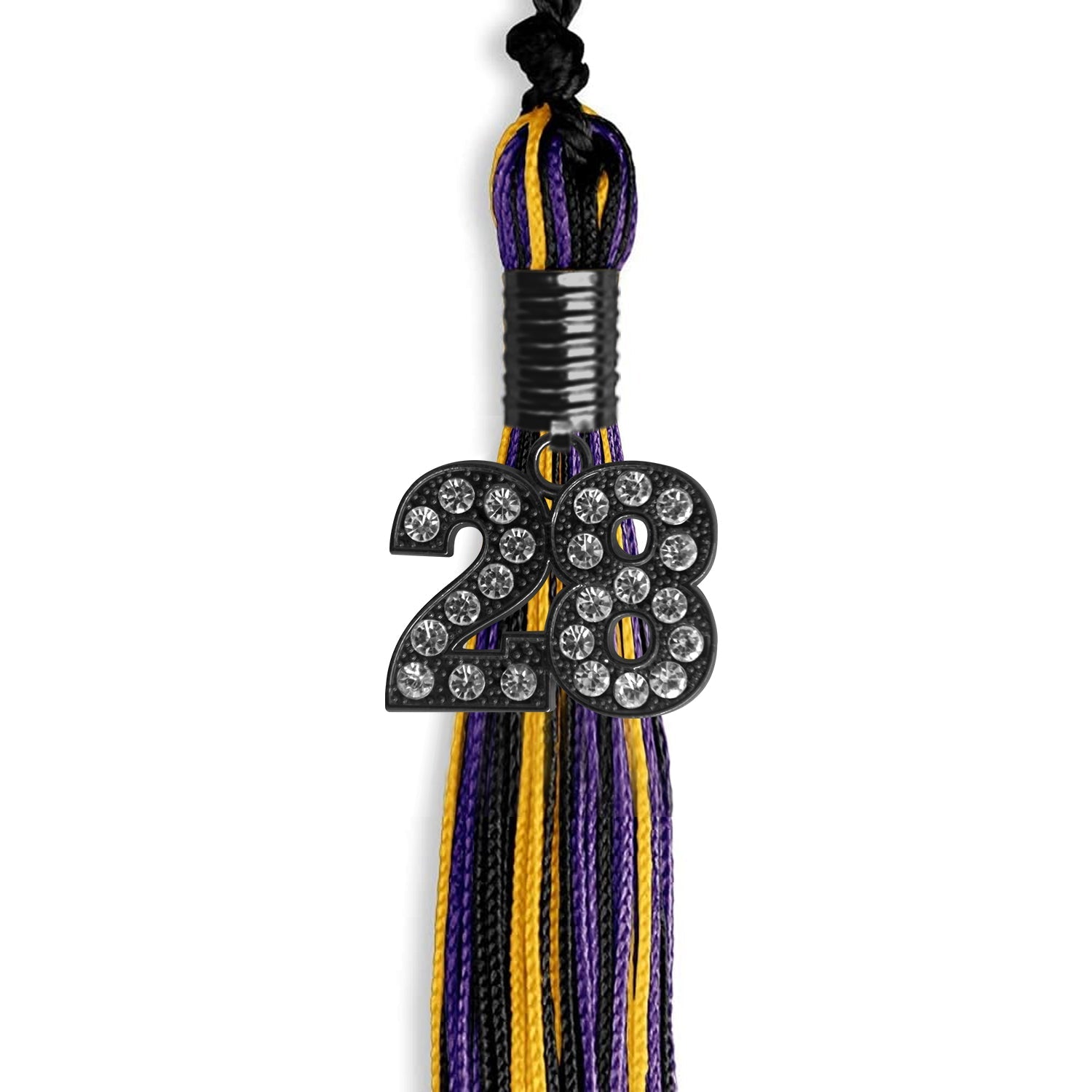 Black/Purple/Gold Mixed Color Graduation Tassel with Black Date Drop - Endea Graduation