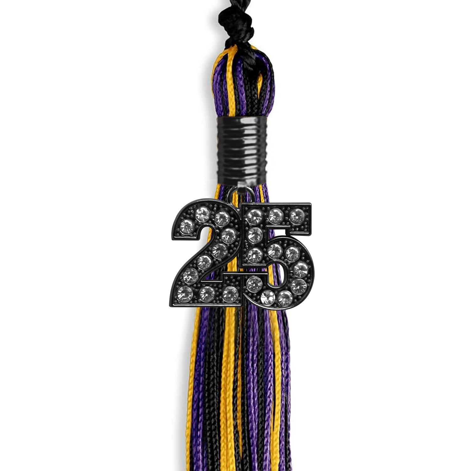 Black/Purple/Gold Mixed Color Graduation Tassel with Black Date Drop - Endea Graduation