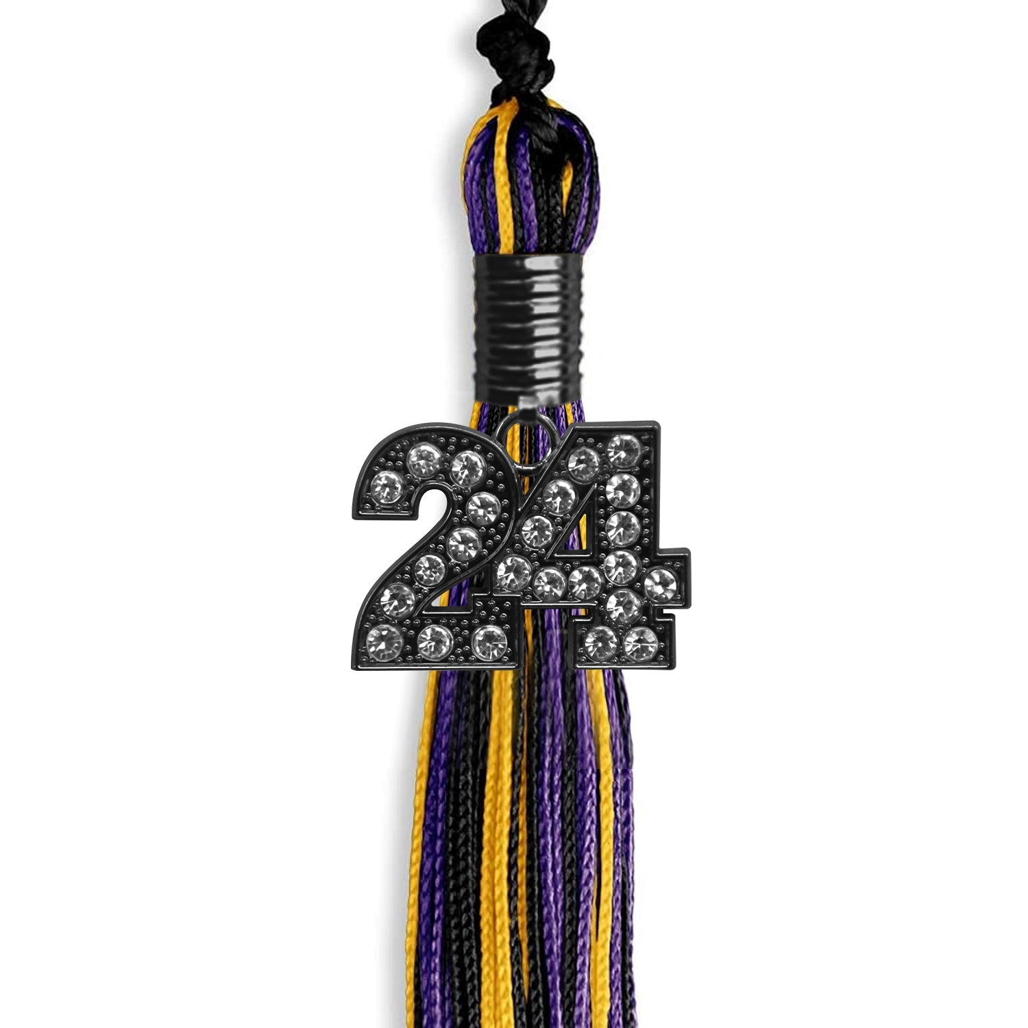 Black/Purple/Gold Mixed Color Graduation Tassel with Black Date Drop - Endea Graduation