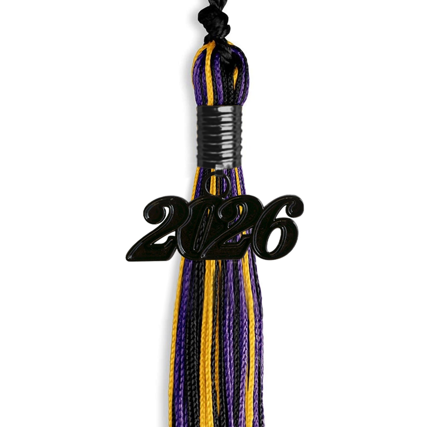 Black/Purple/Gold Mixed Color Graduation Tassel with Black Date Drop - Endea Graduation