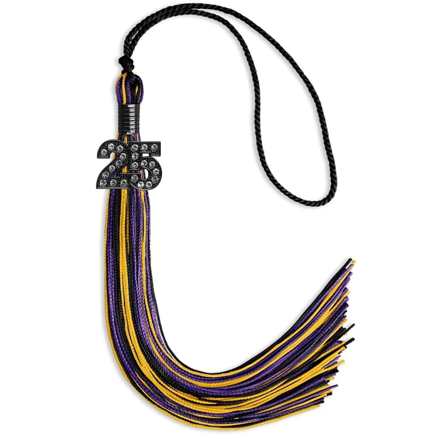 Black/Purple/Gold Mixed Color Graduation Tassel with Black Date Drop - Endea Graduation